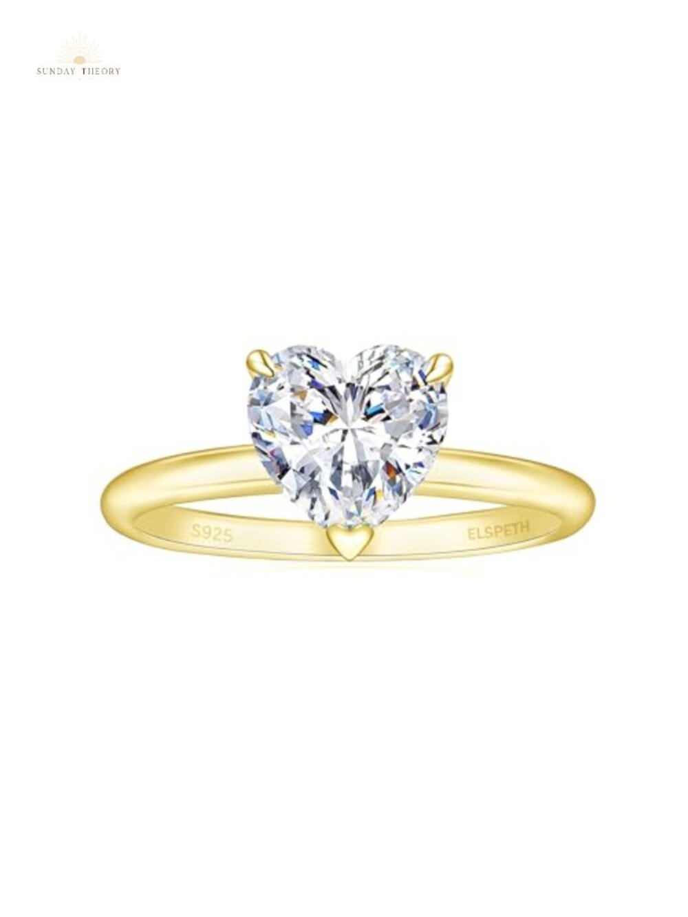 925 Sterling Silver Heart Cut Solitaire Engagement Ring for Women with Cubic